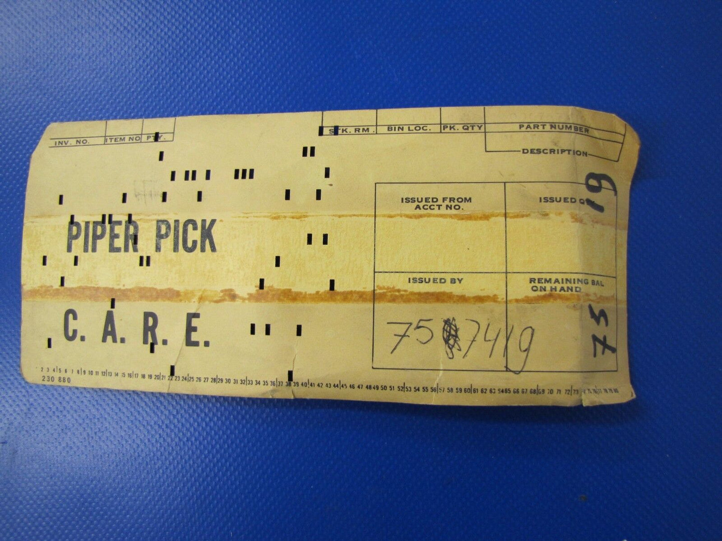 Piper Plate Assy P/N 757-419 NOS (0317-168)