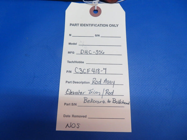 DHC-356 Rod Elevator Trim / Rod Bellcrank/ Bulkhead P/N C3CF418-7 NOS (1122-547
