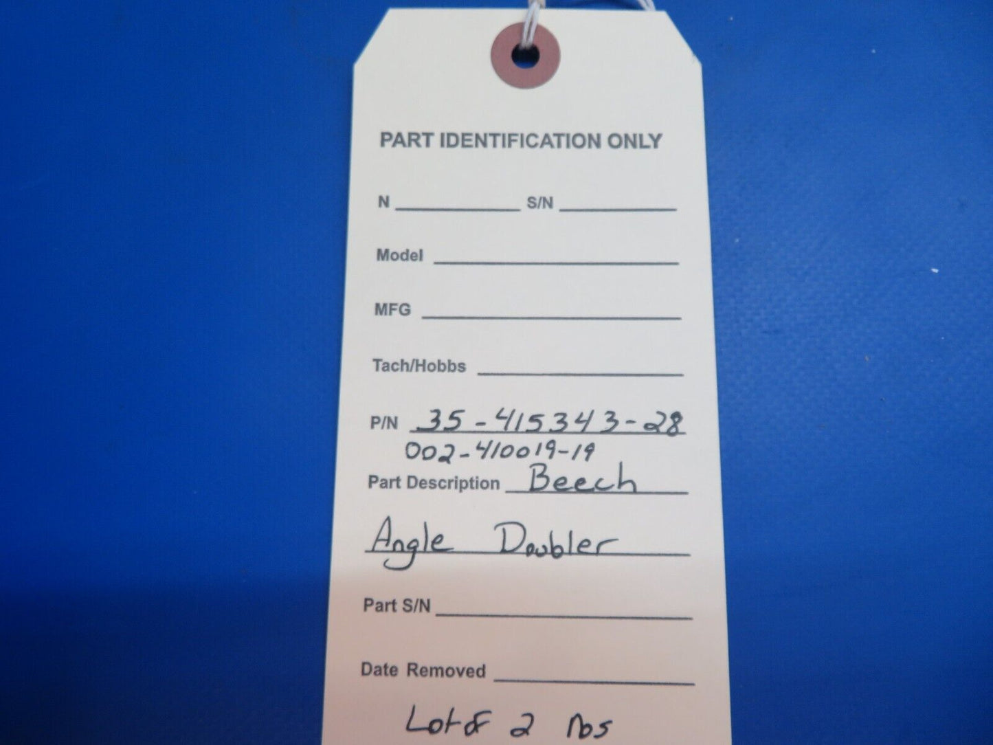 Beech Angle Doubler P/N 35-415343-28, 002-410019-19 LOT OF 2 NOS (1222-942)