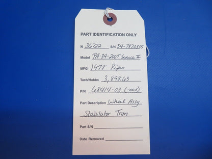Piper PA-34-200T Seneca II Wheel Assy Stabilator Trim P/N 68414-03 (0223-904)