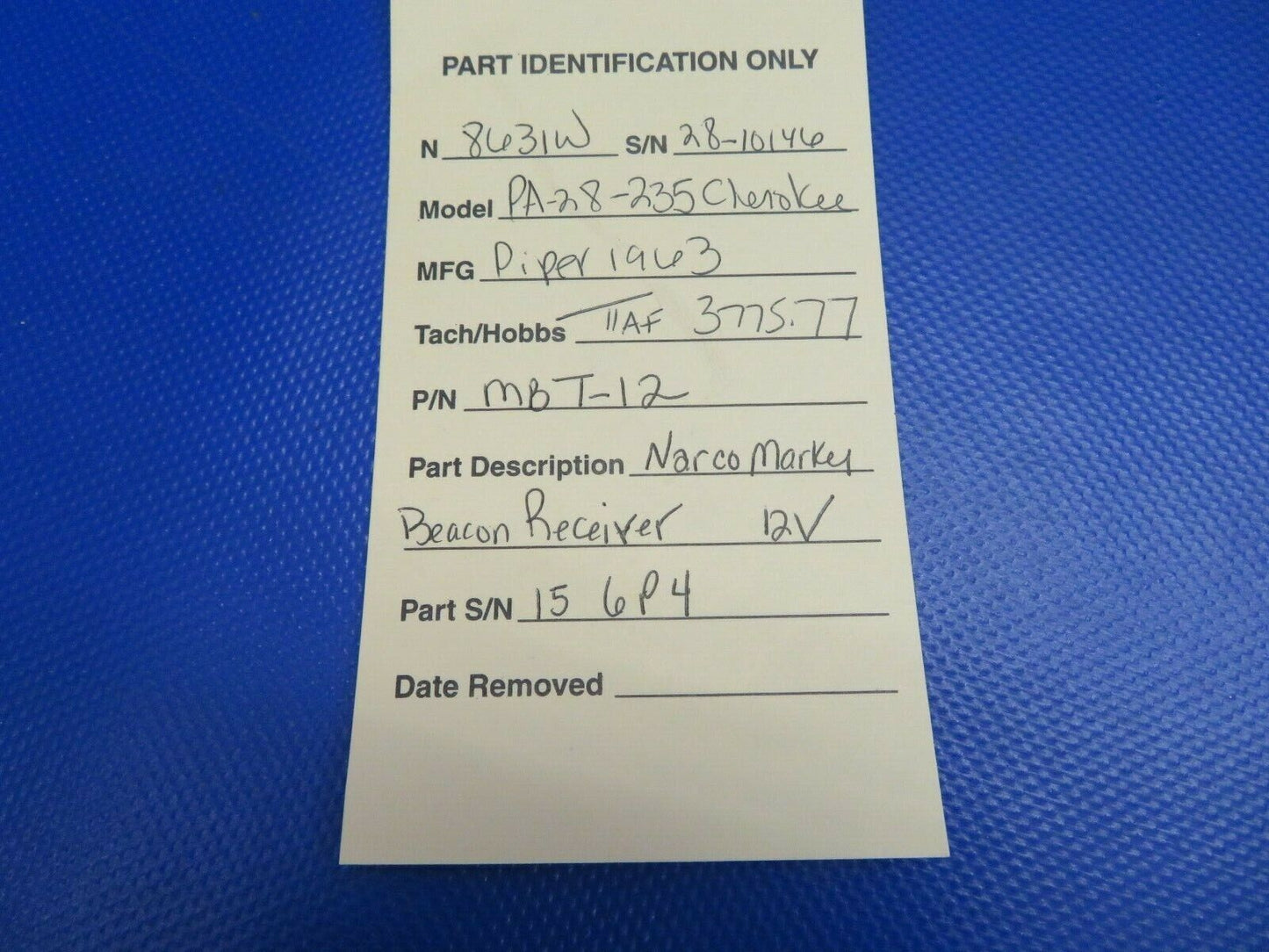 Piper PA-28-235 Narco Marker Beacon Receiver 12V P/N MBT-12 (0121-328)