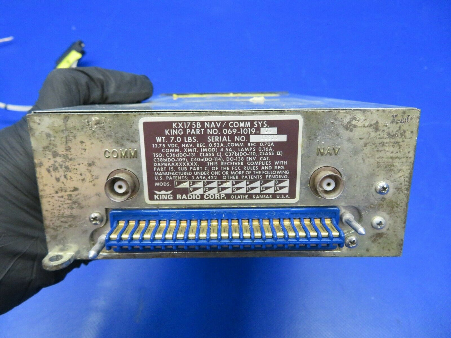 King KX 175B Nav Comm w/ Connector & Tray 14V 069-1019-00 PARTS (0221-62)