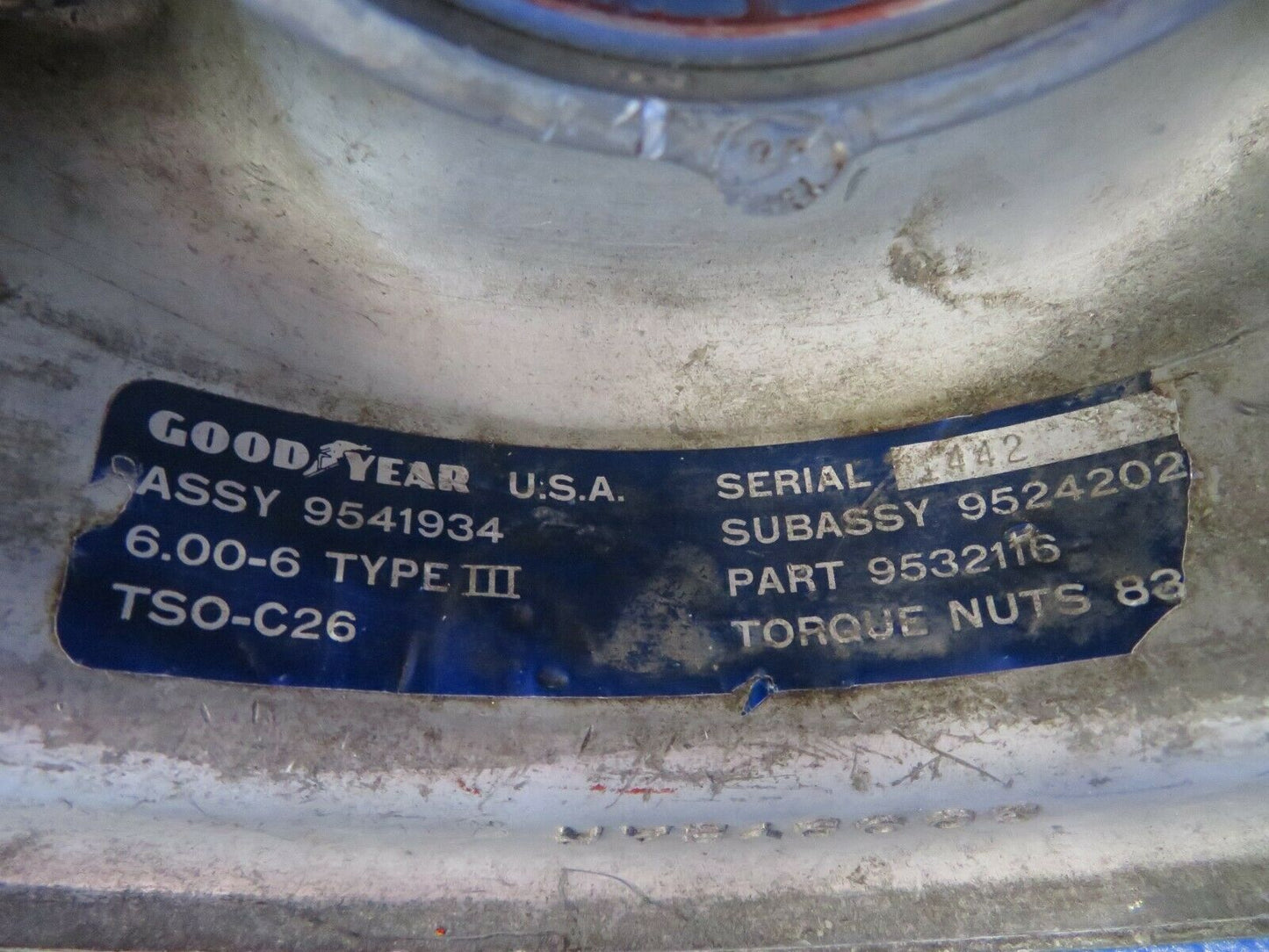 Beech Musketeer A23A Goodyear 6.00 x 6 Wheel 9541934, 169-300001-19 (0621-877)