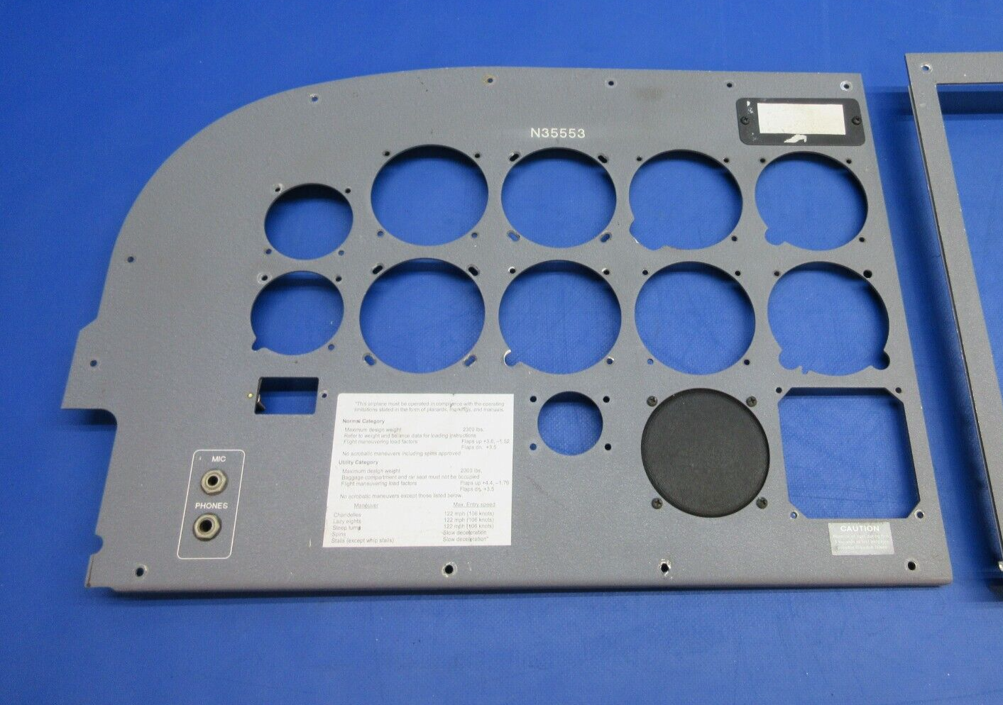 Cessna 172 / 172I Instrument Panel Assy Upper P/N 0513242-10 (0923-824)