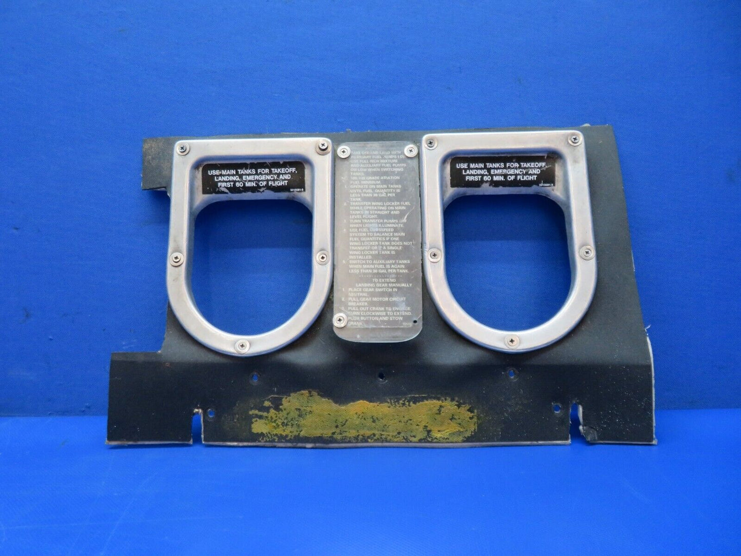 Cessna 401 / 401A Fuel Selector Valve Retainer w/Placard PN 5015081-5 (1223-363)