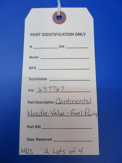 Continental Needle Valve Fuel Pump P/N 637767 LOT OF 4 NOS (1022-404)
