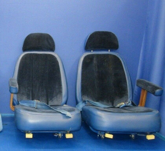 Cessna 310 R #3, #4Passenger Seat Blue Leather & Cloth (0918-306)
