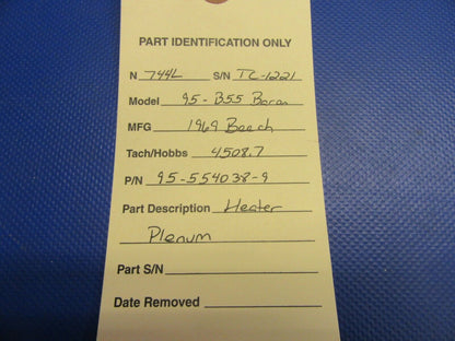Beech 95-B55 Baron Heater Plenum P/N 95-554038-9 (0721-308)