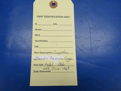 Gayston Bleed & Pressure Gauge Model 1366 MFG June 1965 (0720-892)