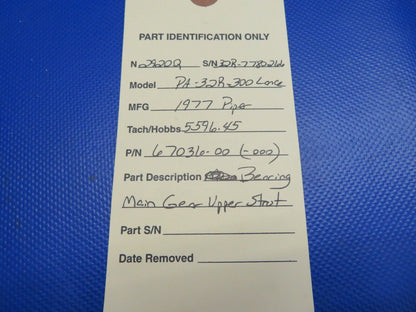 Piper PA-32R-300 Lance Bearing Main Gear Upper Strut P/N 67036-000 (0121-446)