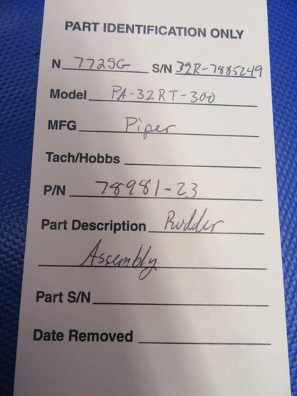 Piper PA-32RT-300 Lance II Rudder Assembly P/N 78981-23 (Has Repair) (0121-222)