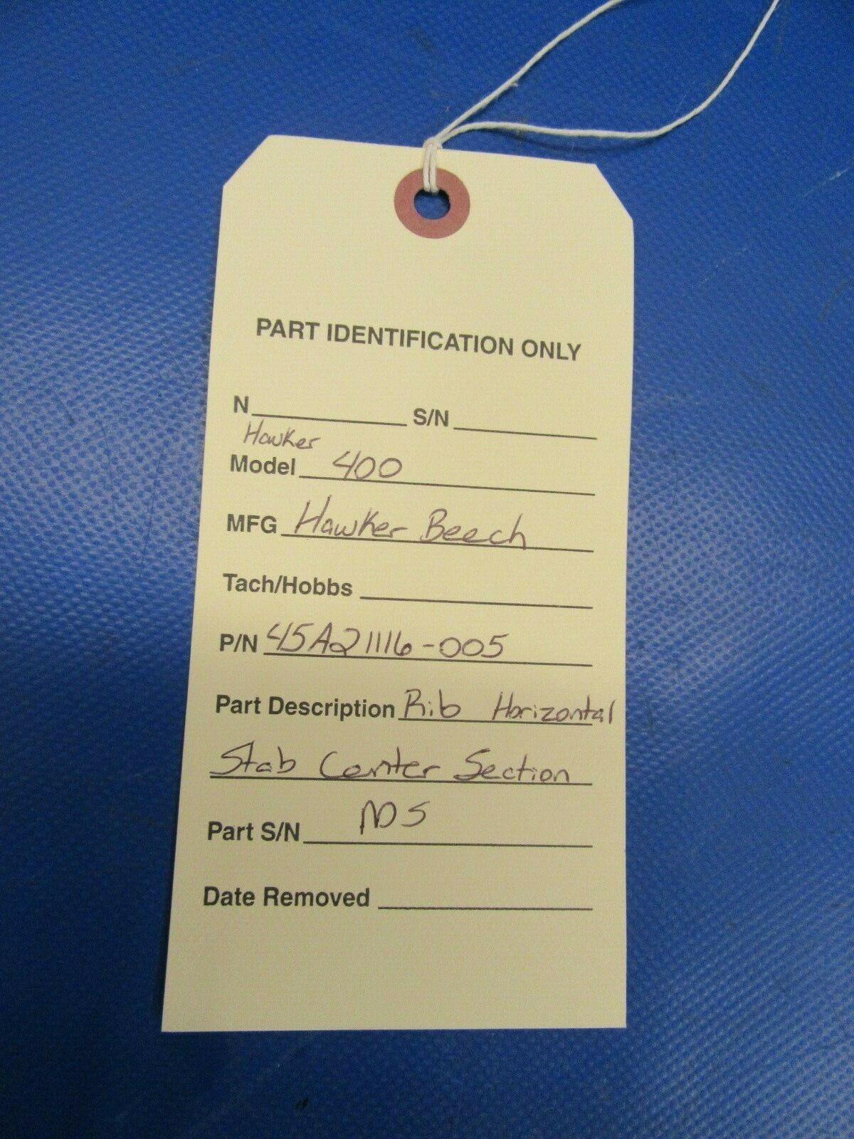 Beech 400 Rib Horizontal Stab Center Sect P/N 45A21116-005 NOS w/8130(0419-388)