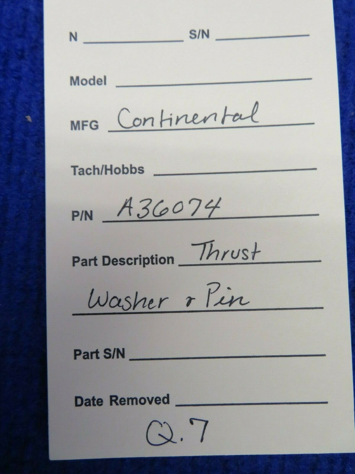 Continental Thrust Washer & Pin P/N A36074 NOS (0222-713)