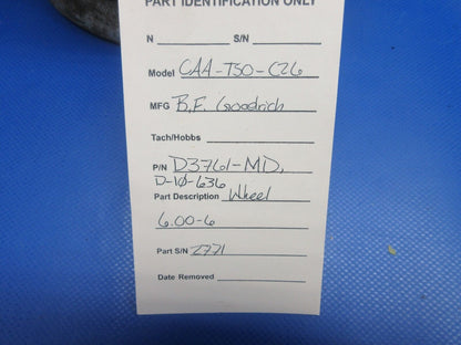 B.F. Goodrich CAA-TSO-C26 Wheel 6.00-6 P/N D3761-MD (0224-1079)