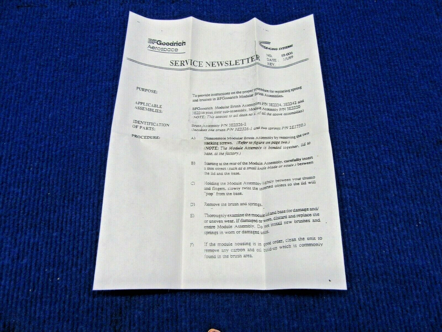 Goodrich De-ice Constant Force Module Brush NOS P/N 3E2326-2 (1221-501)