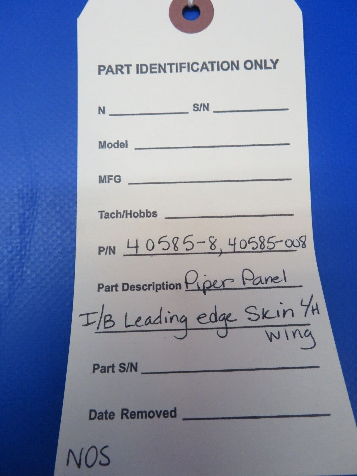 Piper Navajo Leading Edge Skin INBD Center Left Wing P/N 40585-8 NOS (0922-494)