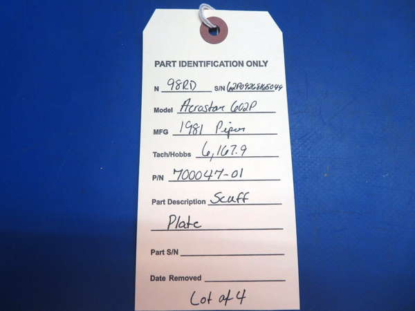 Piper Aerostar 602P Scuff Plate P/N 700047-01 LOT OF 4 (0123-979)