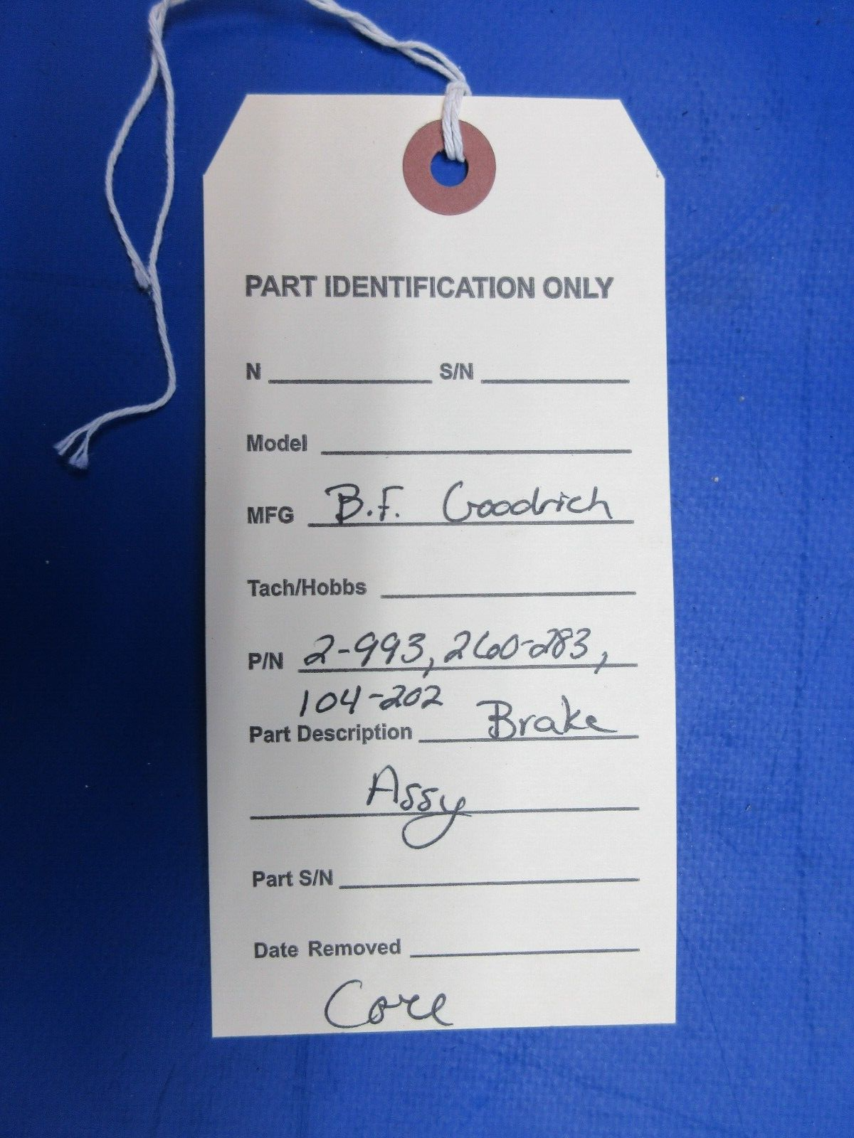 B.F. Goodrich Brake Assy P/N 2-993, 260-283, 104-202 CORE (1123-643)