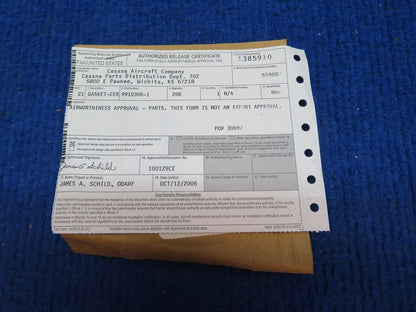 Cessna Garlock Gasket P/N 9910306-1 LOT OF 2 NOS w/ 8130 (0622-308)