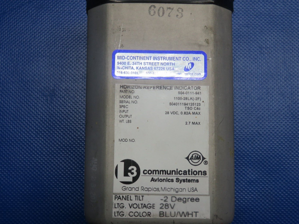 L3 Communications Horizon Reference Indicator 28V 504-0111-941 CORE (0124-1188)