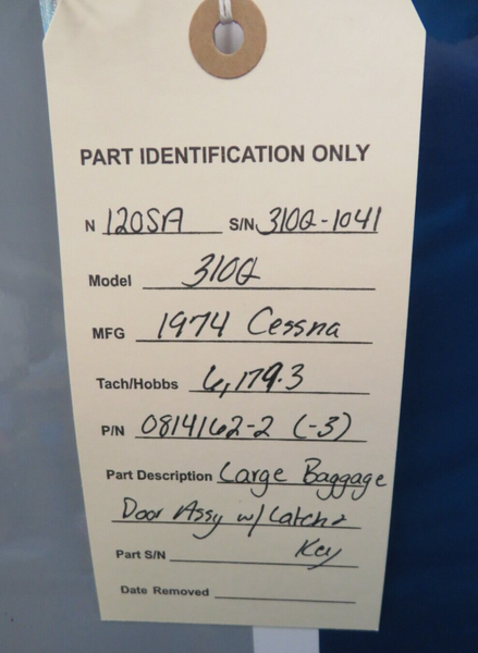Cessna 310 / 310Q Large Baggage Door  w/ Latch & Key P/N 0814162-2 (0823-733)