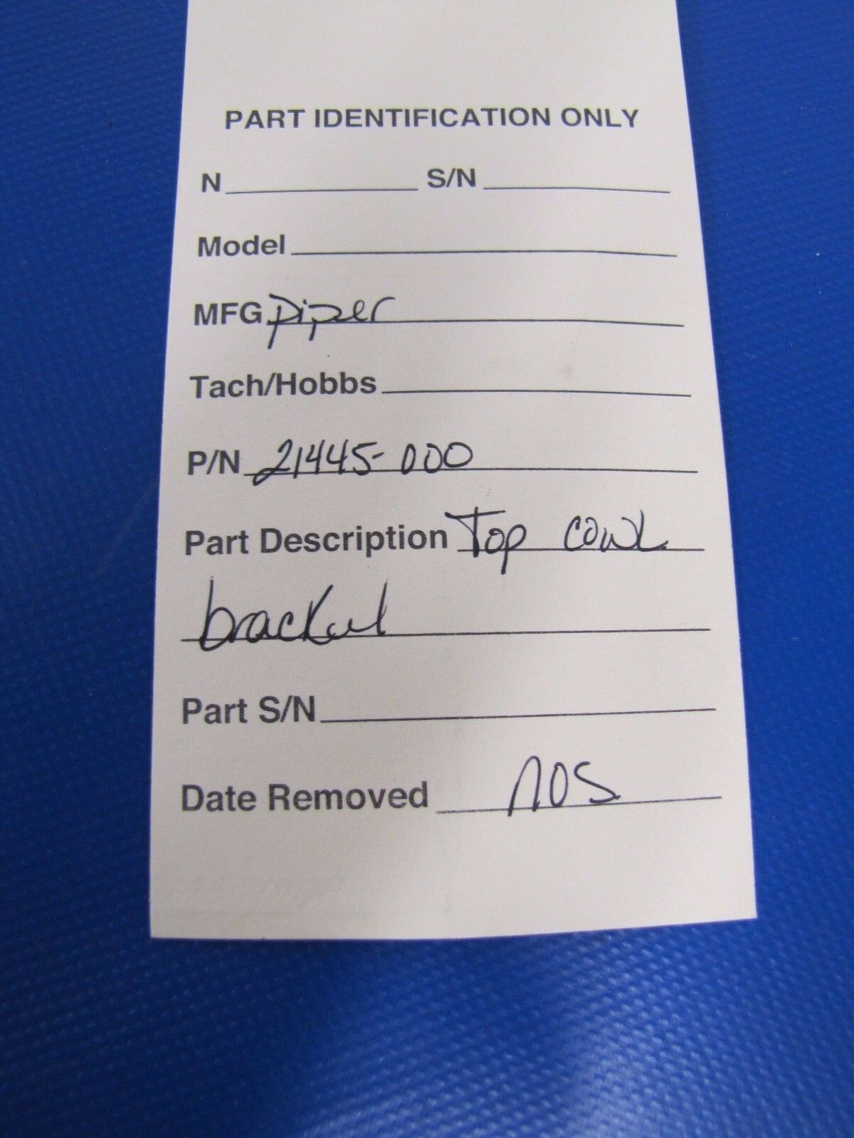 Piper Comanche Top Cowl Bracket P/N 21445-00 NOS (0317-156)