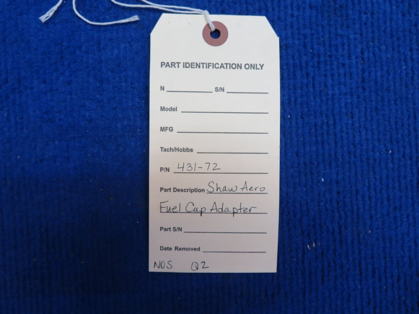 Shaw Aero Fuel Cap Adapter P/N 431-72 NOS (0922-506)