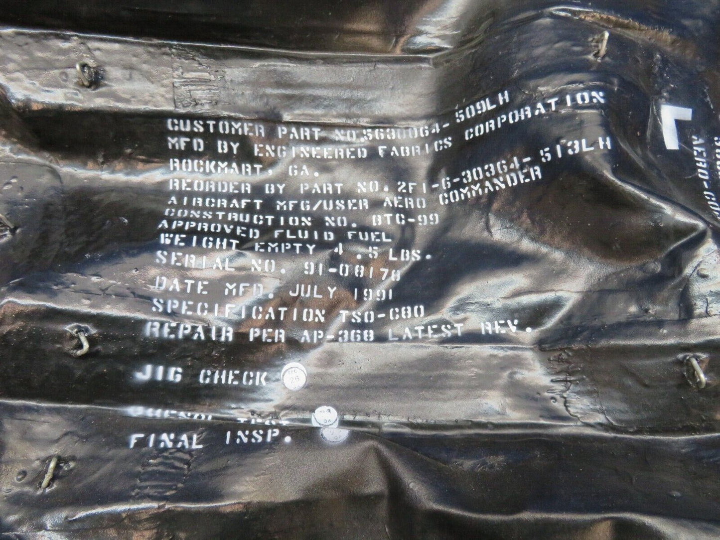 Aero Commander Fuel Tank Cell / Bladder P/N 56300064-509LH (1022-301)