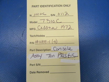 Cessna 310 / T310 Console Assy Overhead Tan Plastic 0811859-1 (0619-390)