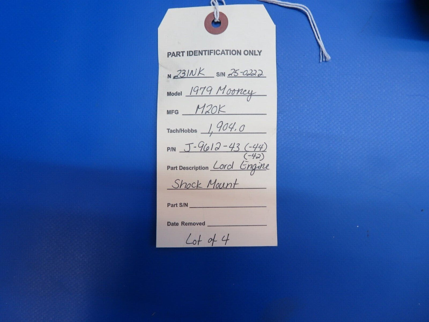 Mooney M20K Lord Engine Shock Mount Set (1) J-9613-75 & (3) J-9613-7 (0922-725)