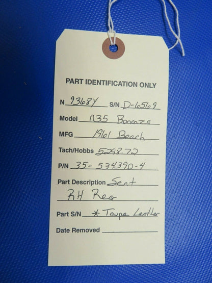 Beech Bonanza N35 Seat Rear RH P/N 35-534390-4 (0121-100)