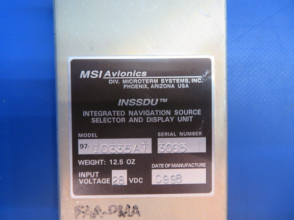 MSI Avionics INSSDU w/ Connector 28 V P/N 97-10335AT (1022-730)