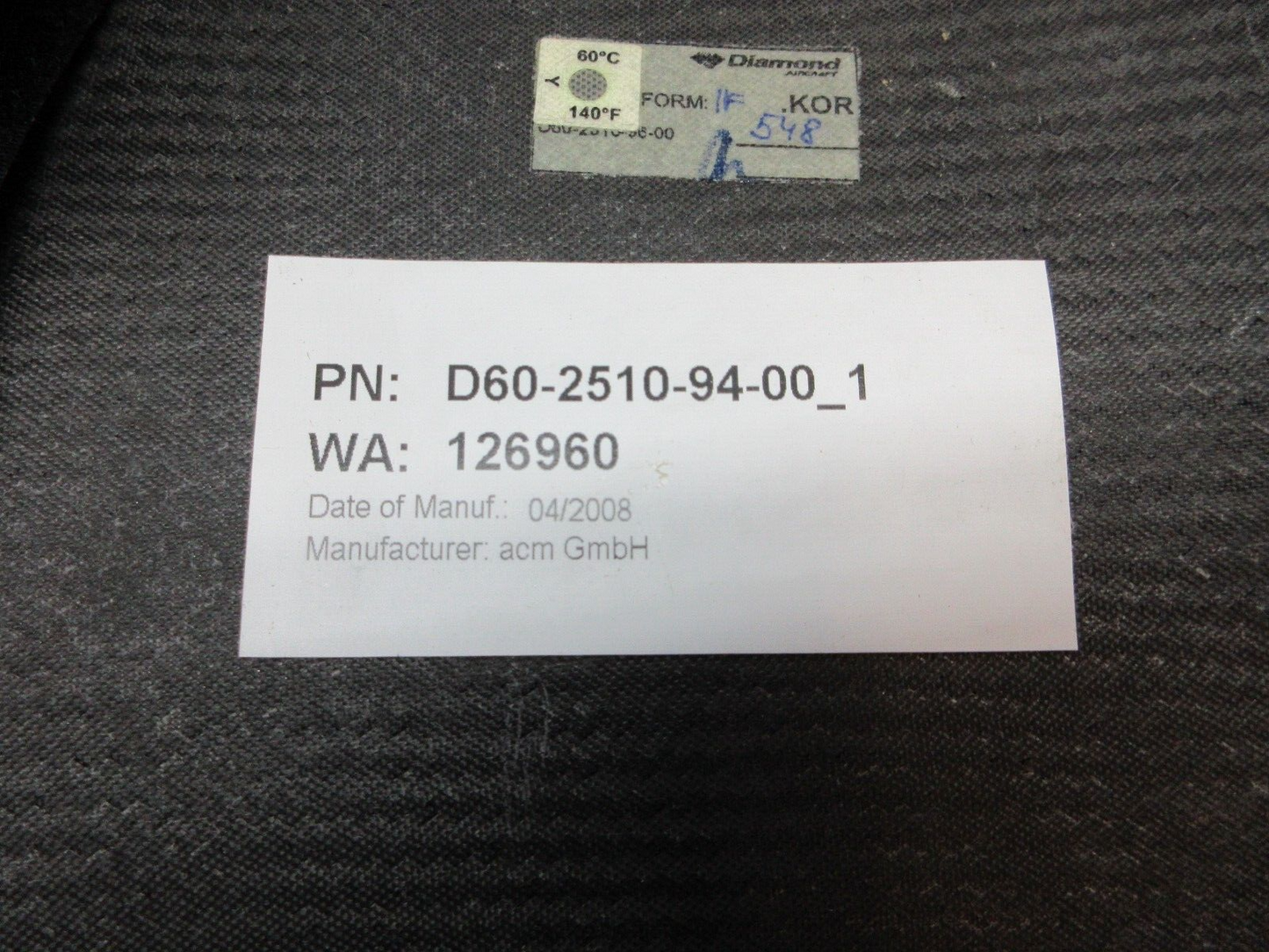 Diamond DA-42 Storage Pocket Assy Front RH P/N D60-2510-94-00_1 (0623-124)
