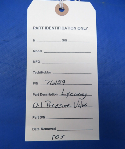 Lycoming Oil Pressure Valve Housing P/N 76159 NOS (0923-736)