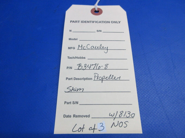 McCauley Threaded Propeller Shim w/ 8130 NOS LOT OF 3 P/N B-3476-8 (0523-398)