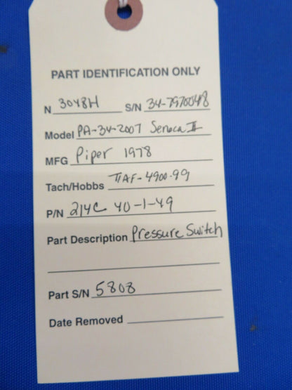 Consolidated Controls Pressure Switch 214C 40-1-49 Piper PA-34-200T (0820-14)