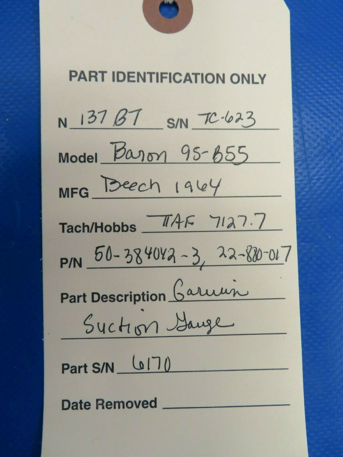 Beech Baron Garwin Suction Gauge 50-384042-3, 22-880-017 (0320-27)