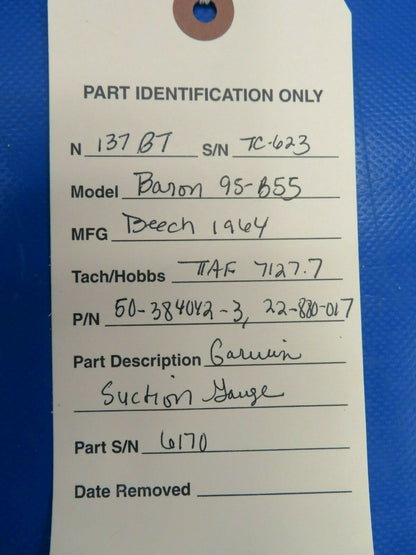 Beech Baron Garwin Suction Gauge 50-384042-3, 22-880-017 (0320-27)