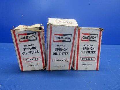 Champion Spin-On Oil Filter LOT OF 3 P/N CH48104, CH48111 NOS (0224-619)