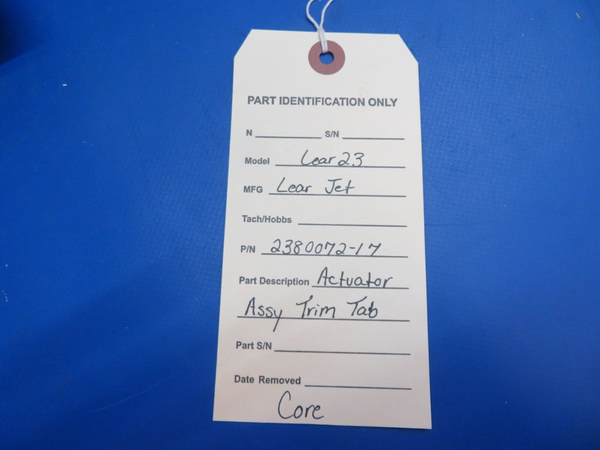 Lear 23 Actuator Assy Trim Tab P/N 2380072-17 CORE (1122-529)