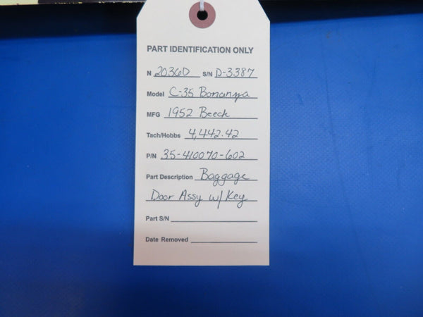 Beech C-35 Bonanza Baggage Door Assy w/ Key P/N 35-410070-602 (1222-535)