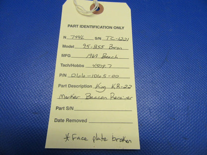 King KR-22 Marker Beacon Receiver P/N 066-1065-00 (0721-314)