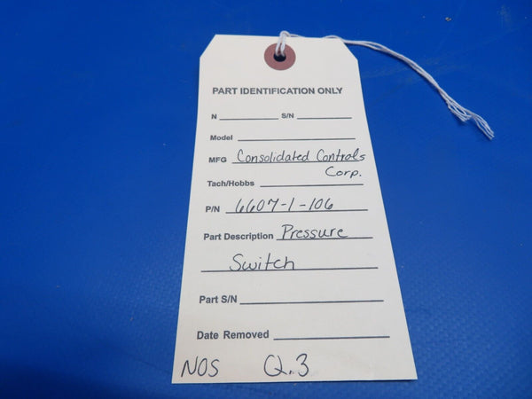Consolidated Controls Corp. Pressure Switch P/N 6607-1-106 NOS (0922-747)
