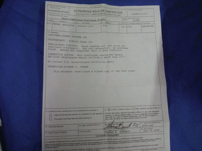 Bendix IN-1302A Radar Indicator P/N 4000965-0207  (1115-51)