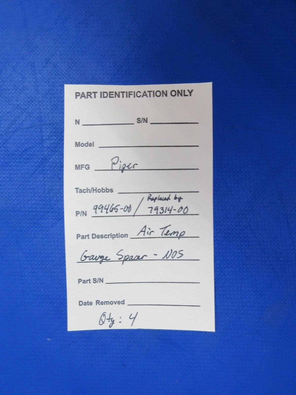 Piper Air Temp Gauge Spacer P/N 9946500, Replaced By: 79314-00 NOS (1123-807)