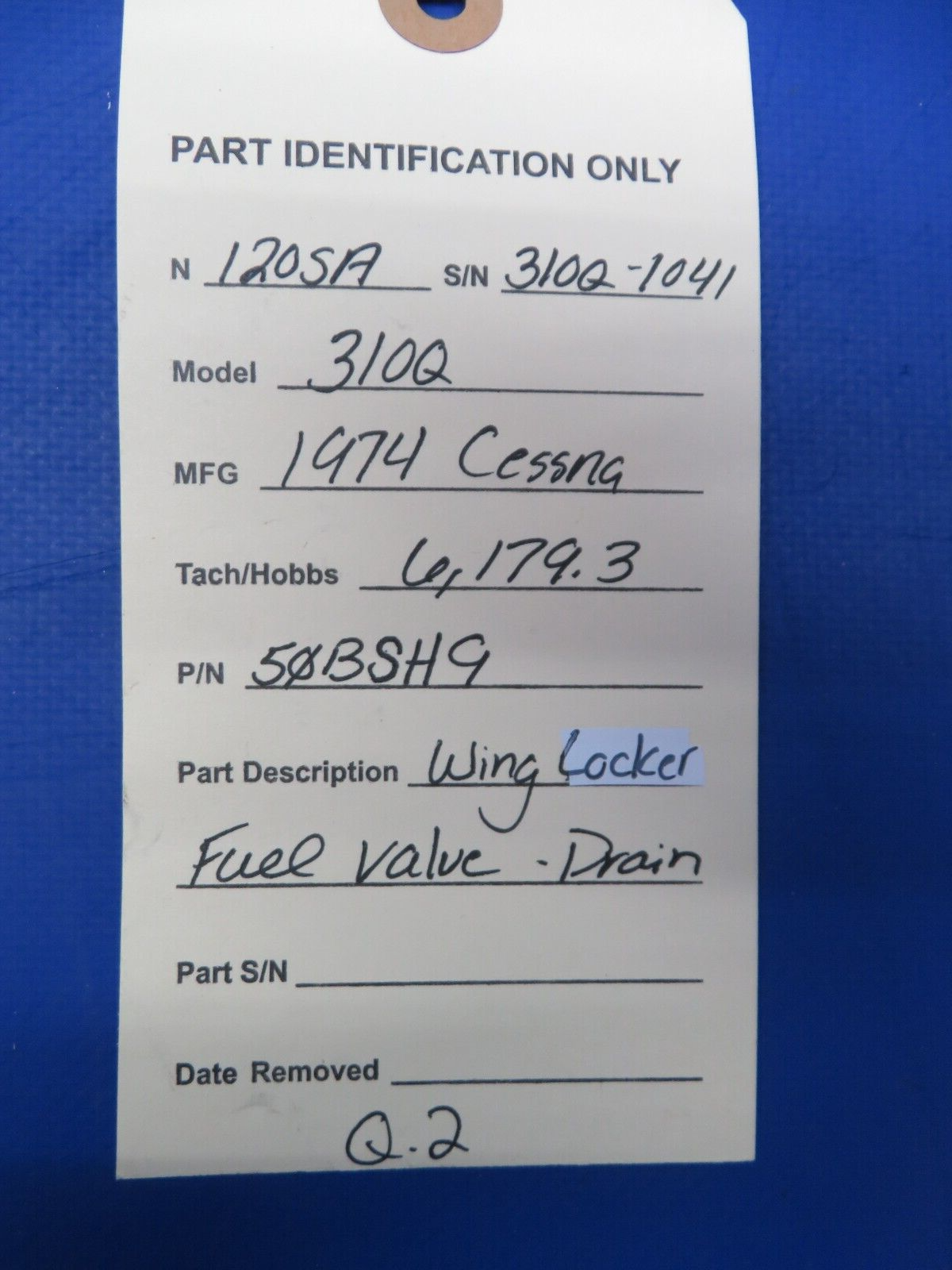 Cessna 310 / 310Q Wing Locker Fuel Valve Drain P/N 50BSH9 (0923-327)