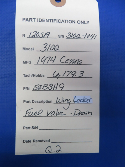 Cessna 310 / 310Q Wing Locker Fuel Valve Drain P/N 50BSH9 (0923-327)