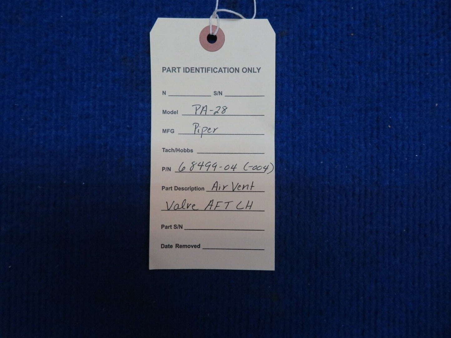 Piper PA-28 Air Vent Valve AFT LH P/N 68499-04, 68499-004 (0822-739)