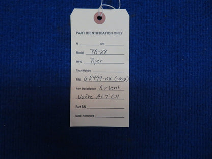 Piper PA-28 Air Vent Valve AFT LH P/N 68499-04, 68499-004 (0822-739)
