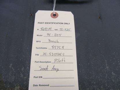Beech Baron 95-B55 Pilots Seat Assembly P/N 35-534425-1 (1121-332)
